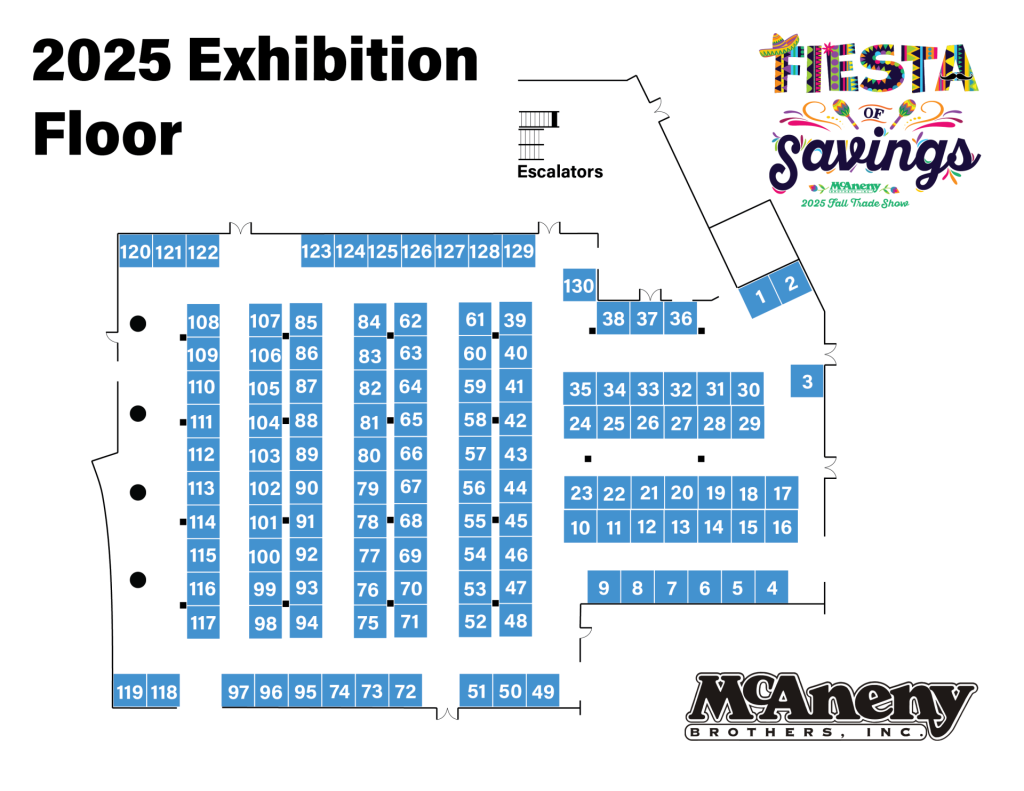 Booth layout of Lower level for the 2025 fall trade show