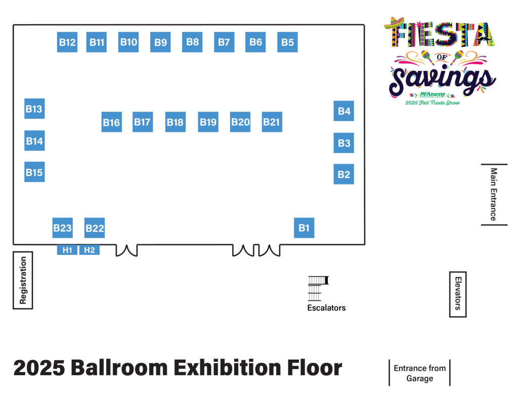 Upper level vendor booth layout for the 2025 Fall trade show